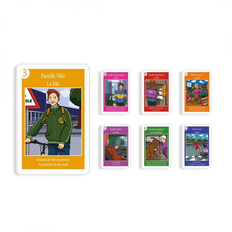 Jeux de 7 familles personnalisables - Différents thèmes Prévention routière classique